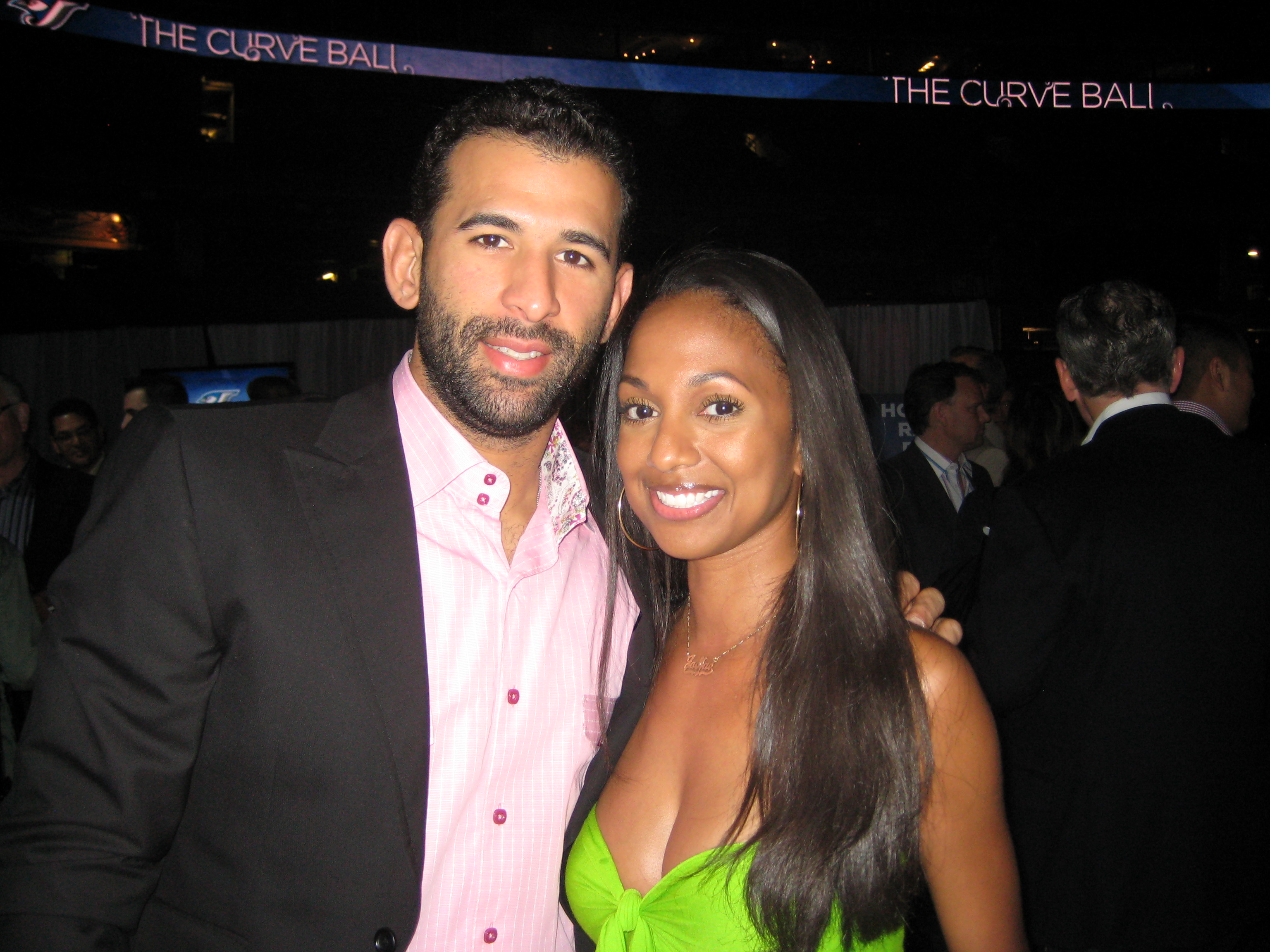 JaNae Armogan with Home run hitter Jose Bautista at the Jay's Care Gala Event