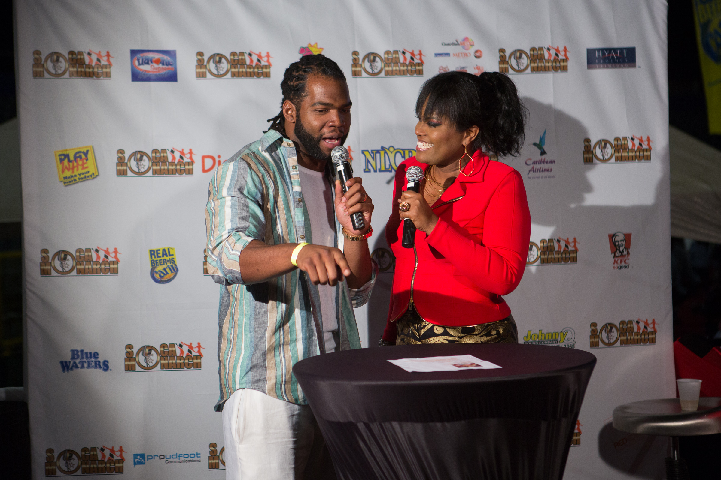 Lisa Wickham and Quentin Groves on the 2013 Celebrity TV Panel - International Soca Monarch, Trinidad & Tobago Carnival