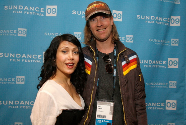 Lili Haydn (L) and composer Kim Carroll (R) attend the premiere of 