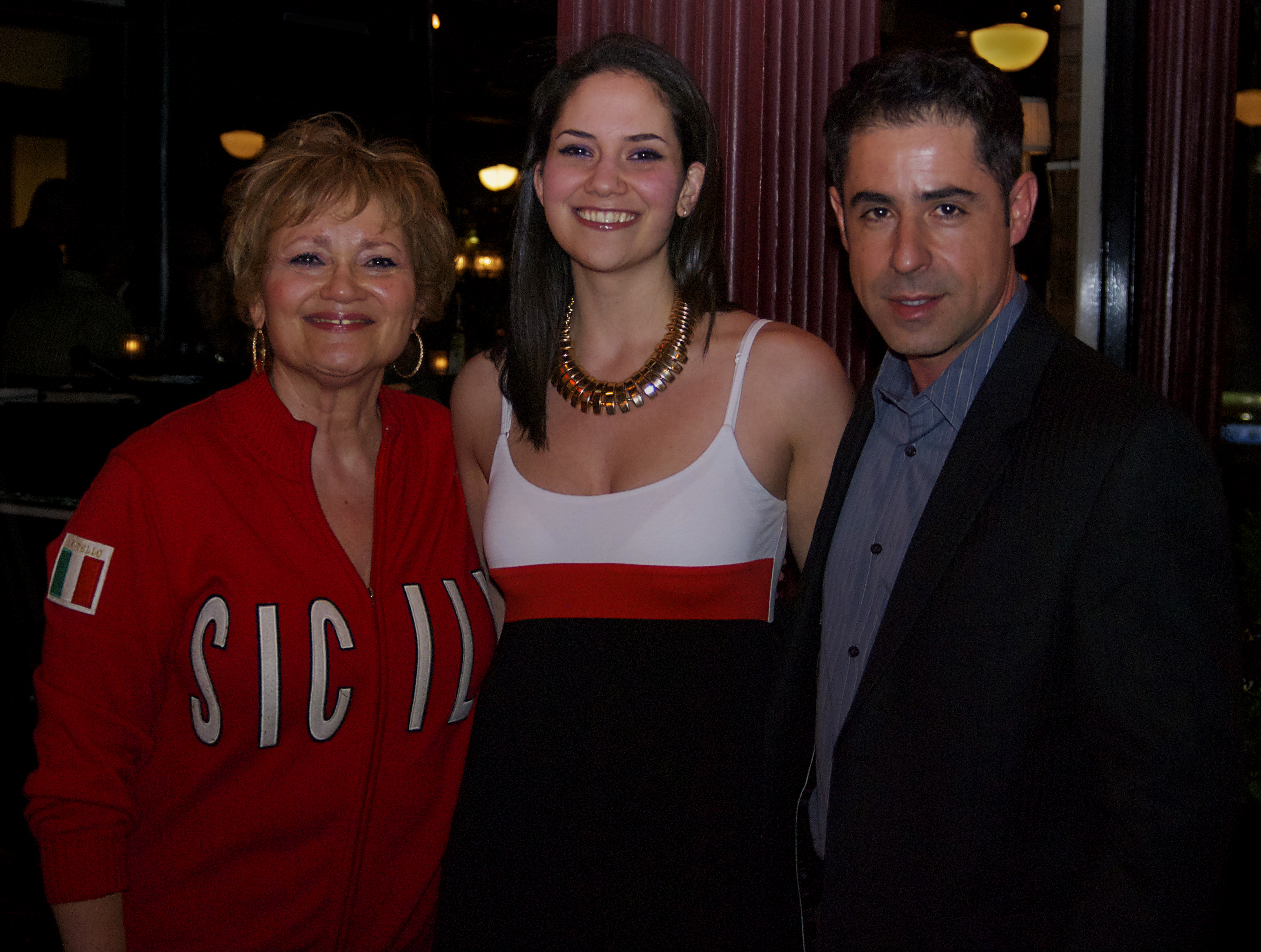 A SICILIAN ODYSSEY Director Jenna Maria Constantine with stars in A SICILIAN ODYSSEY, Evyenia Constantine (Nikki Barry) and Graziano Pinna (Archimedes) at the 