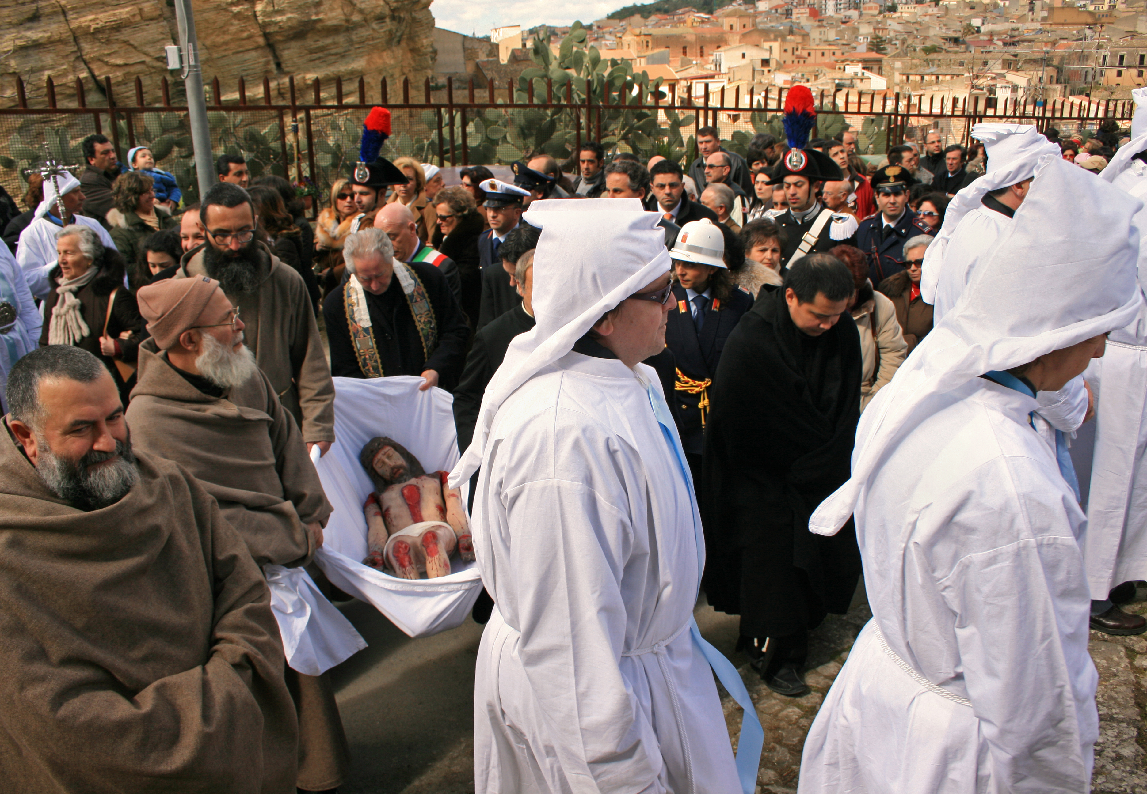 A scene from A SICILIAN ODYSSEY in Corleone, Sicily on Holy Friday