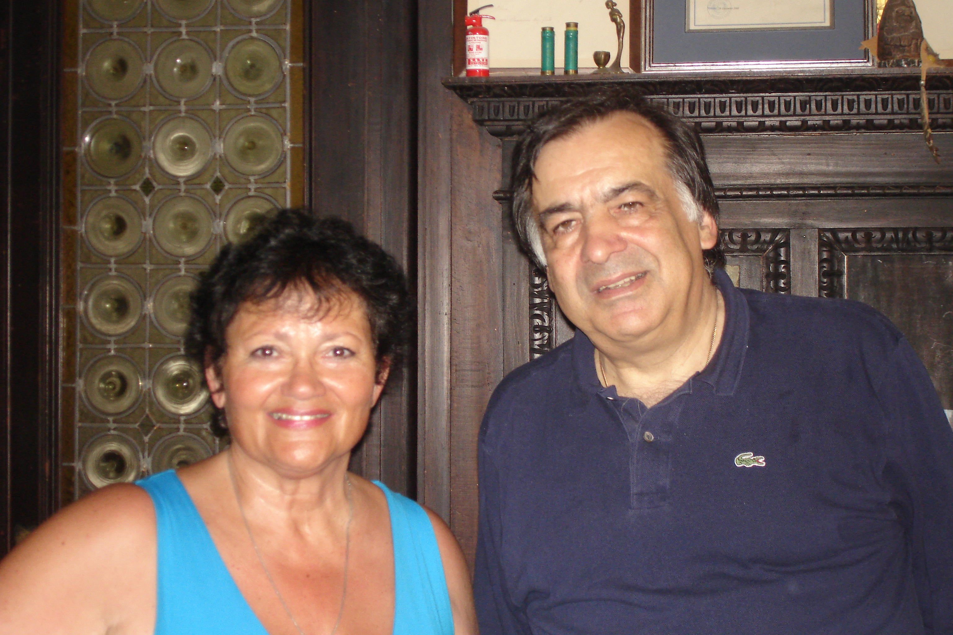 A SICILIAN ODYSSEY Director Jenna Maria Constantine with Leoluca Orlando, former Mayor of Palermo on-the-set, Palermo, Sicily