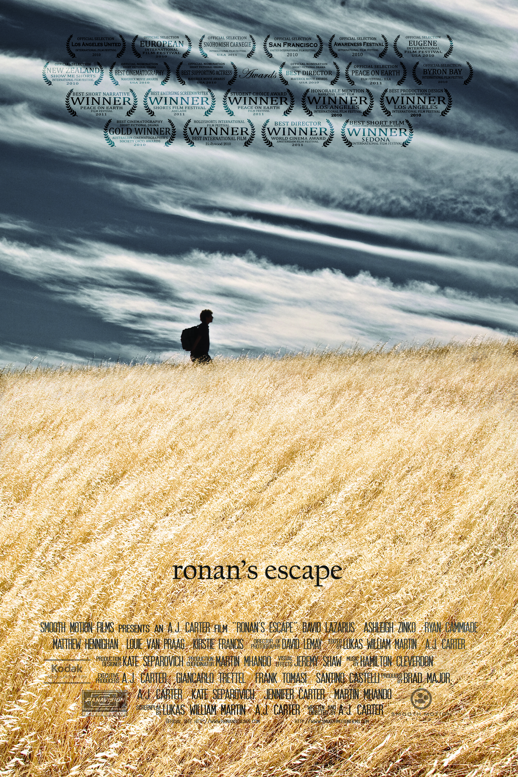 Ronan's Escape. Official motion picture film poster. Written & Directed by A.J. Carter. 2010