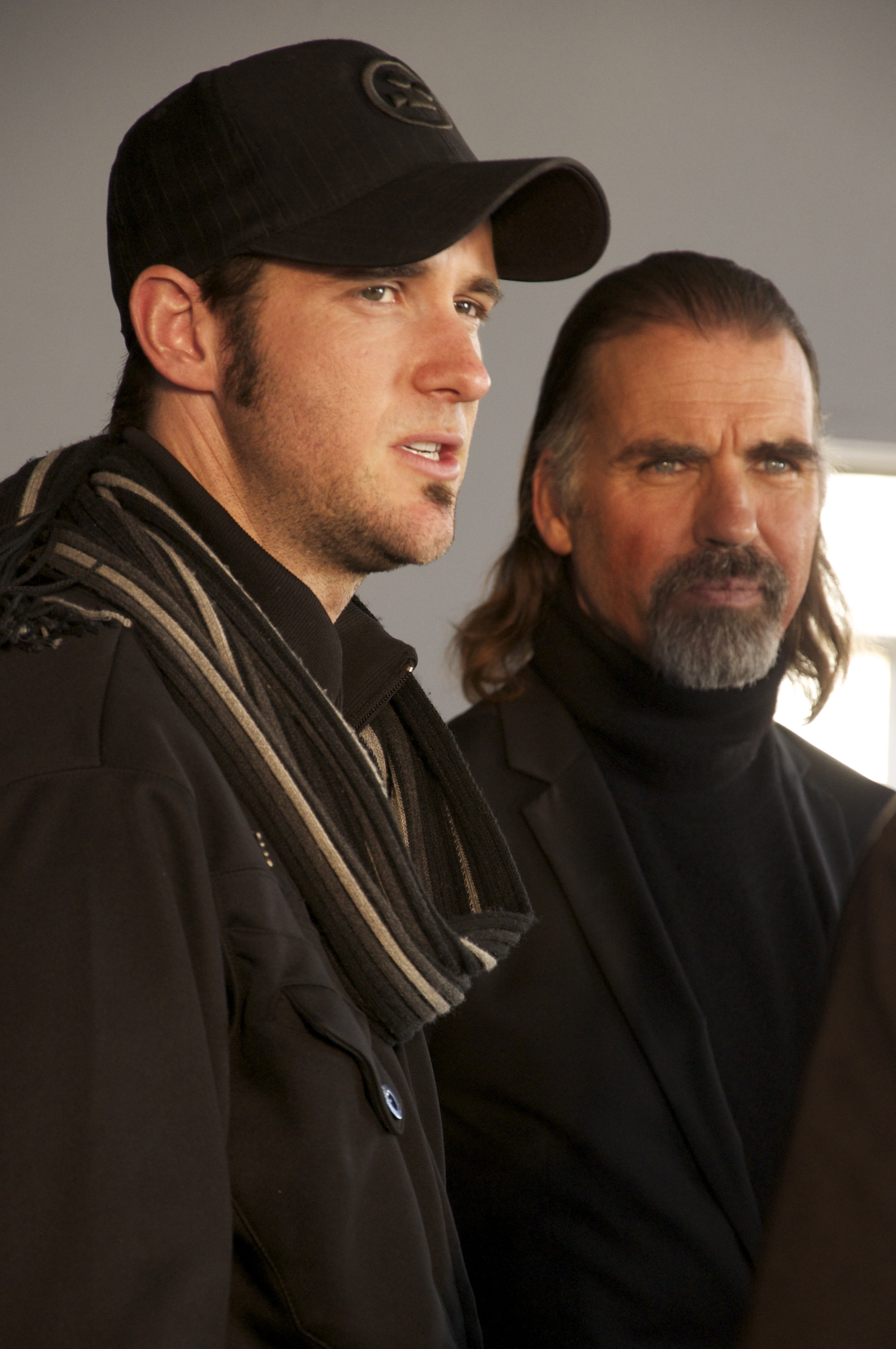 Director A.J. Carter and Jeff Fahey on the set of 'Fire City'. Los Angeles 2011.