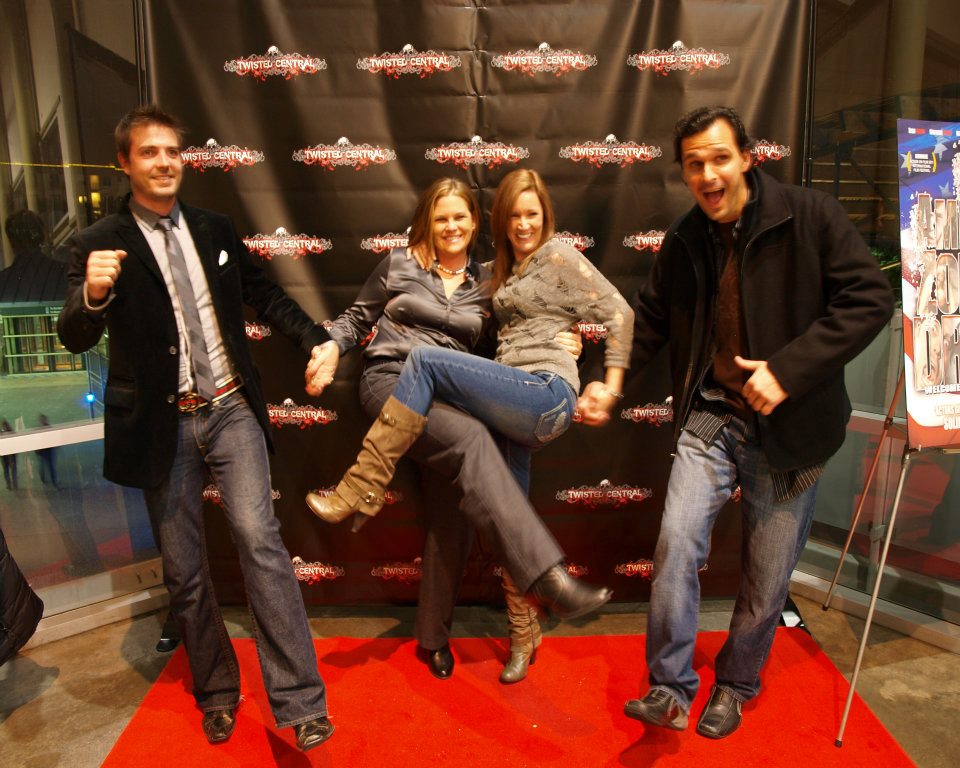 Goofing around on the red carpet of All American Zombie Drugs Texas Premiere in support of Operation Kindness. Alex Ballar with Tammy Dupal (event creator) and Beau Nelson.