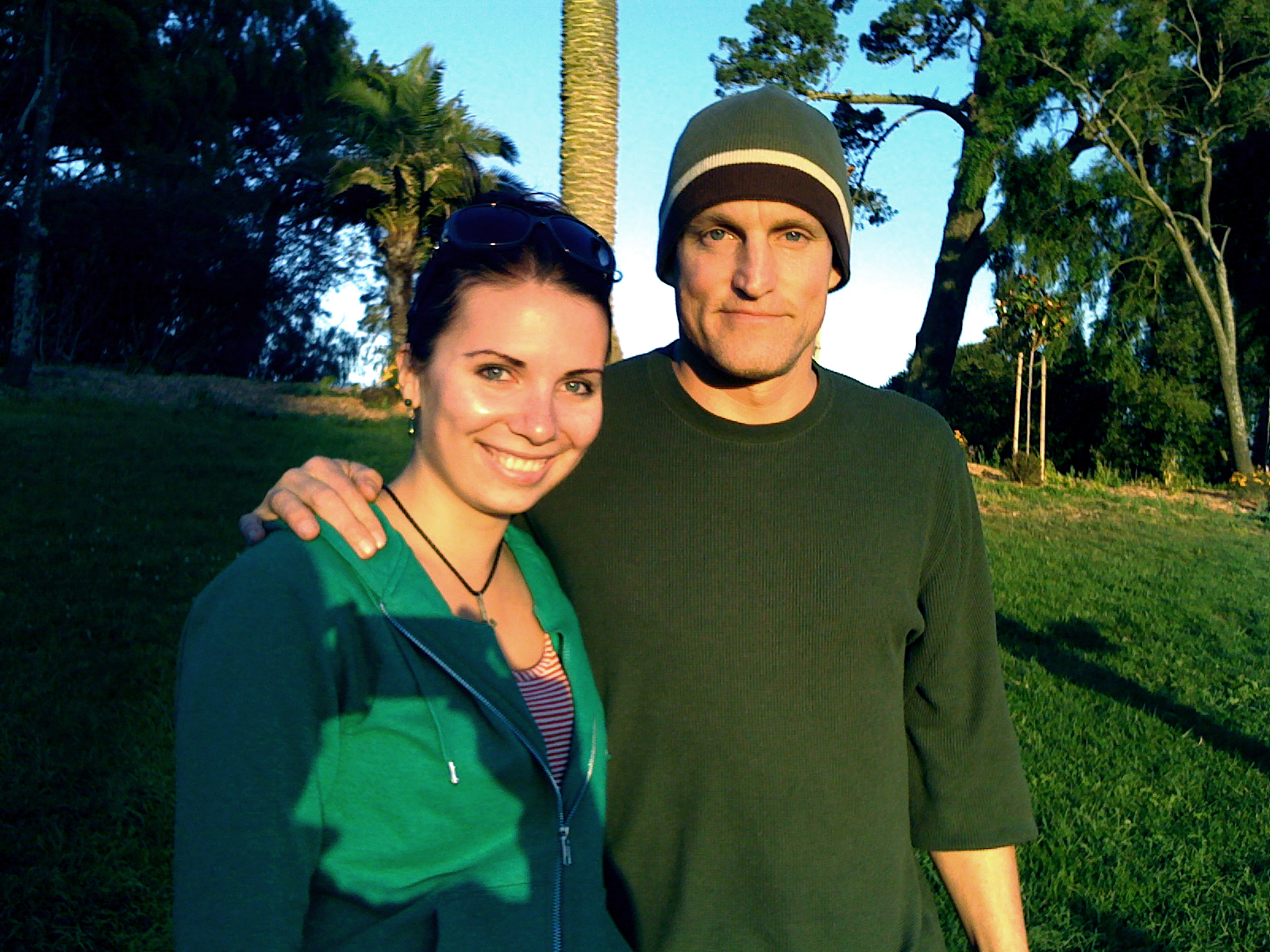 Sky Tallone with Woody Harrelson, randomly met him at a park in San Francisco in 2009 when he was in town promoting 