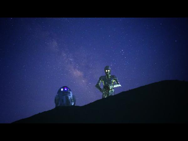 R2-D2 and C-3PO on a distant planet for ANA Airlines