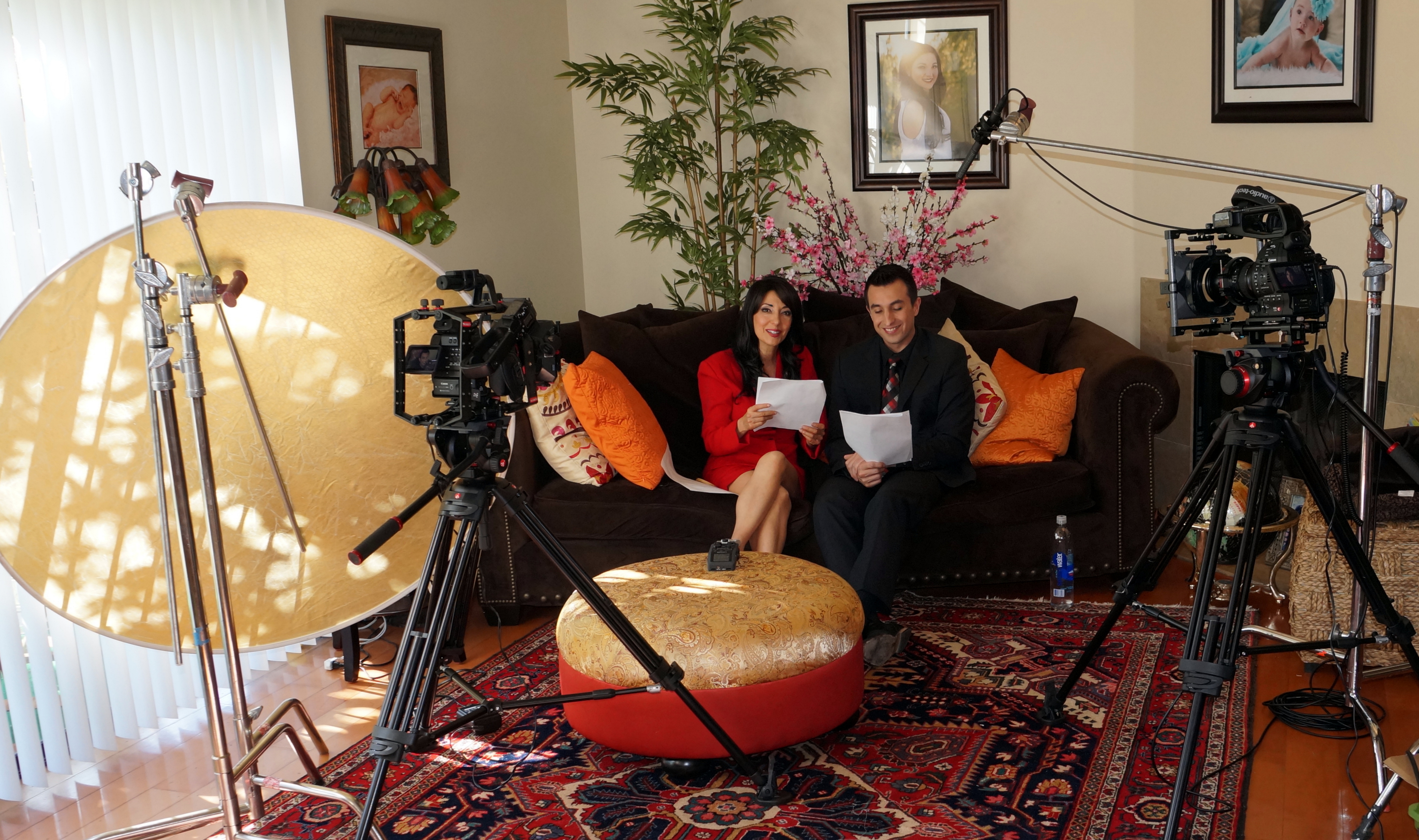 Production still of the TV show Dr. Luciana on Aging and Falling with orthopedic surgeon Dr. Arash Taheri, 2/1/15