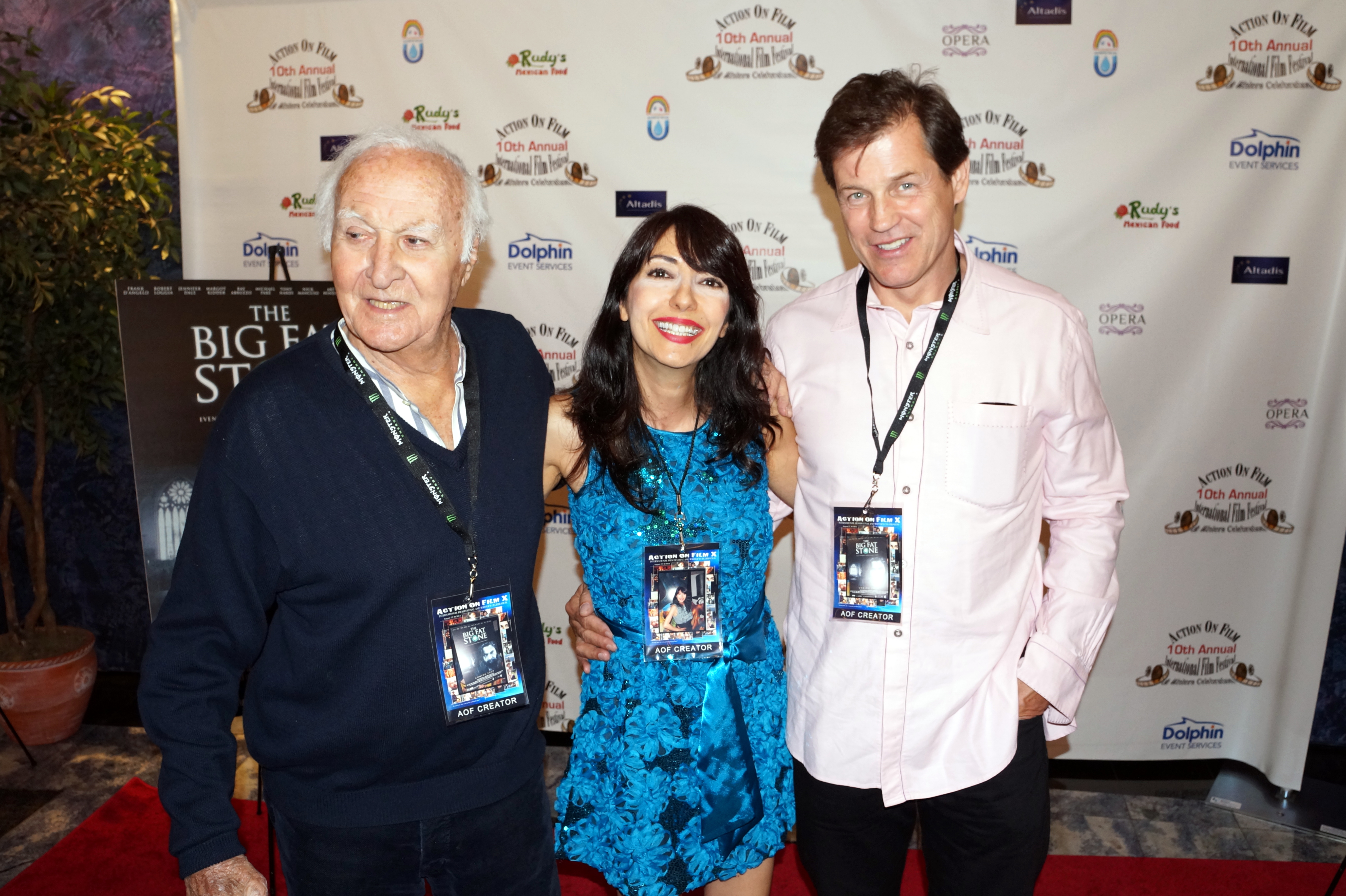 Luciana Lagana, Michael Paré, and Robert Loggia at the screening of the feature film Big Fat Stone at the Action on Film International Film Festival on 8/25/14