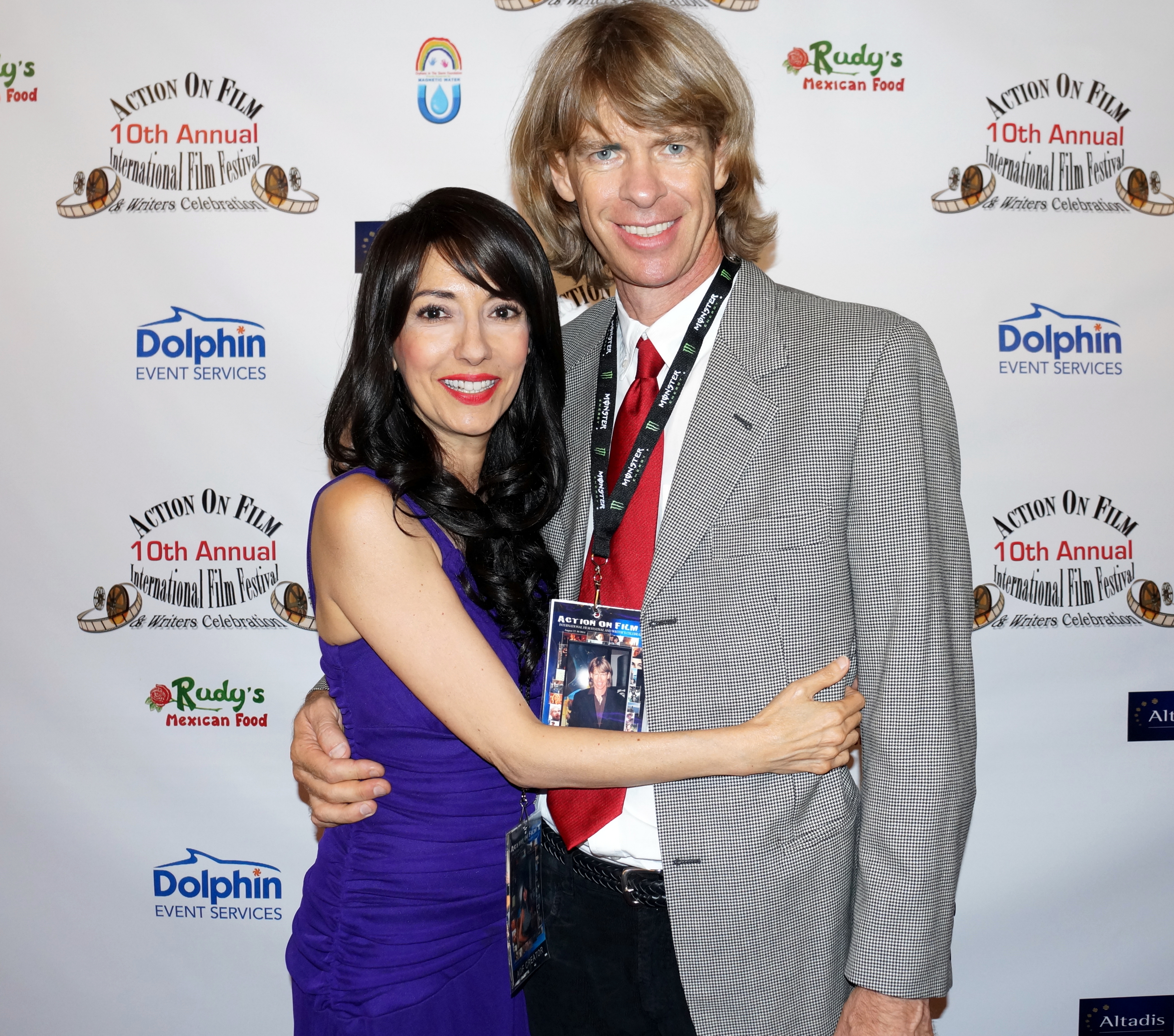 Luciana Lagana and her husband, actor/screenwriter Gregory Graham, at their official selections screenings at the Action on Film International Film Festival on 8/25/14