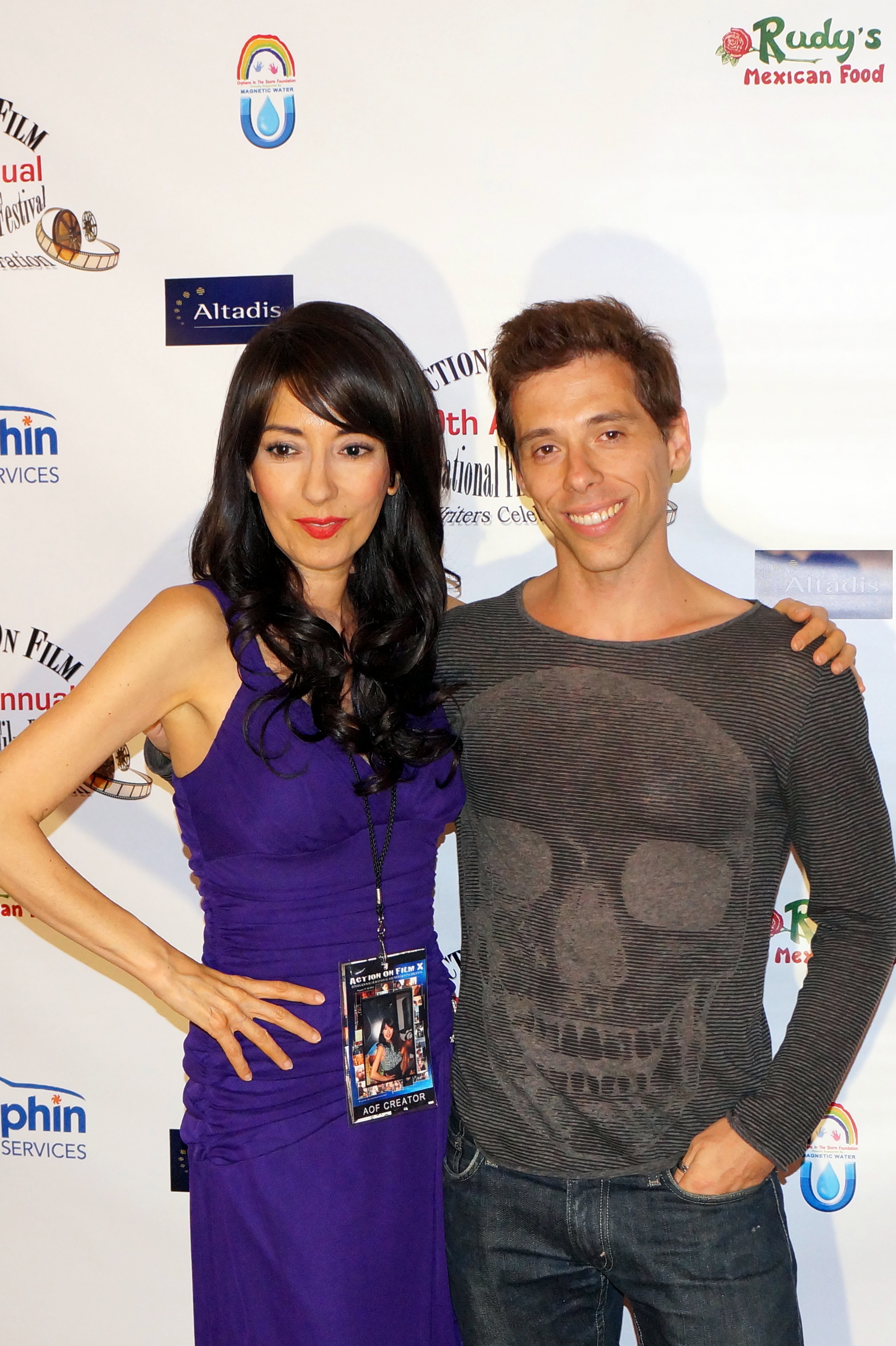 Luciana Lagana with actor Alex Montaldo at her official selections screenings at the Action on Film International Film Festival on 8/25/14