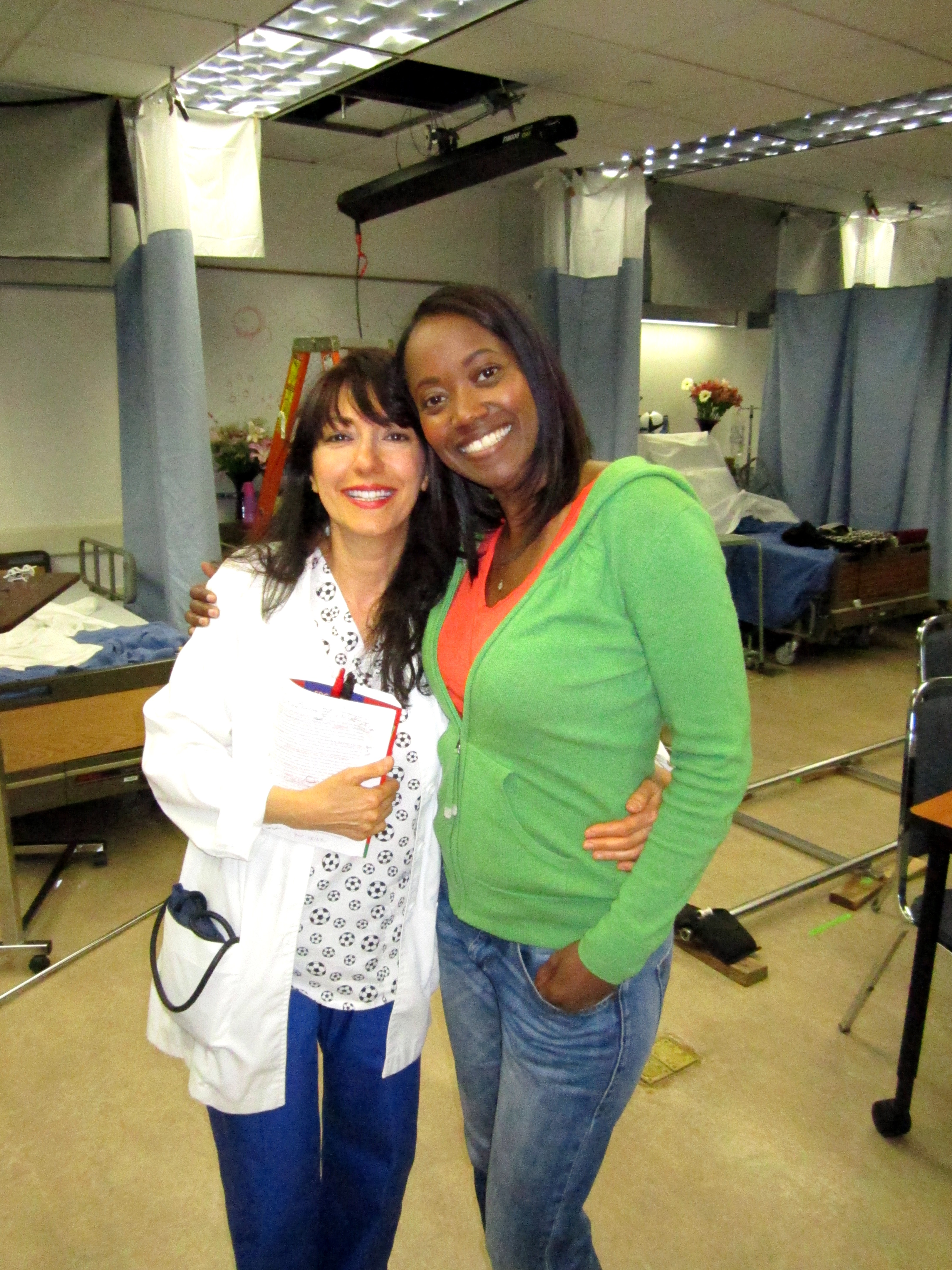 Luciana Lagana as the ICU doctor on the set of the USC film 