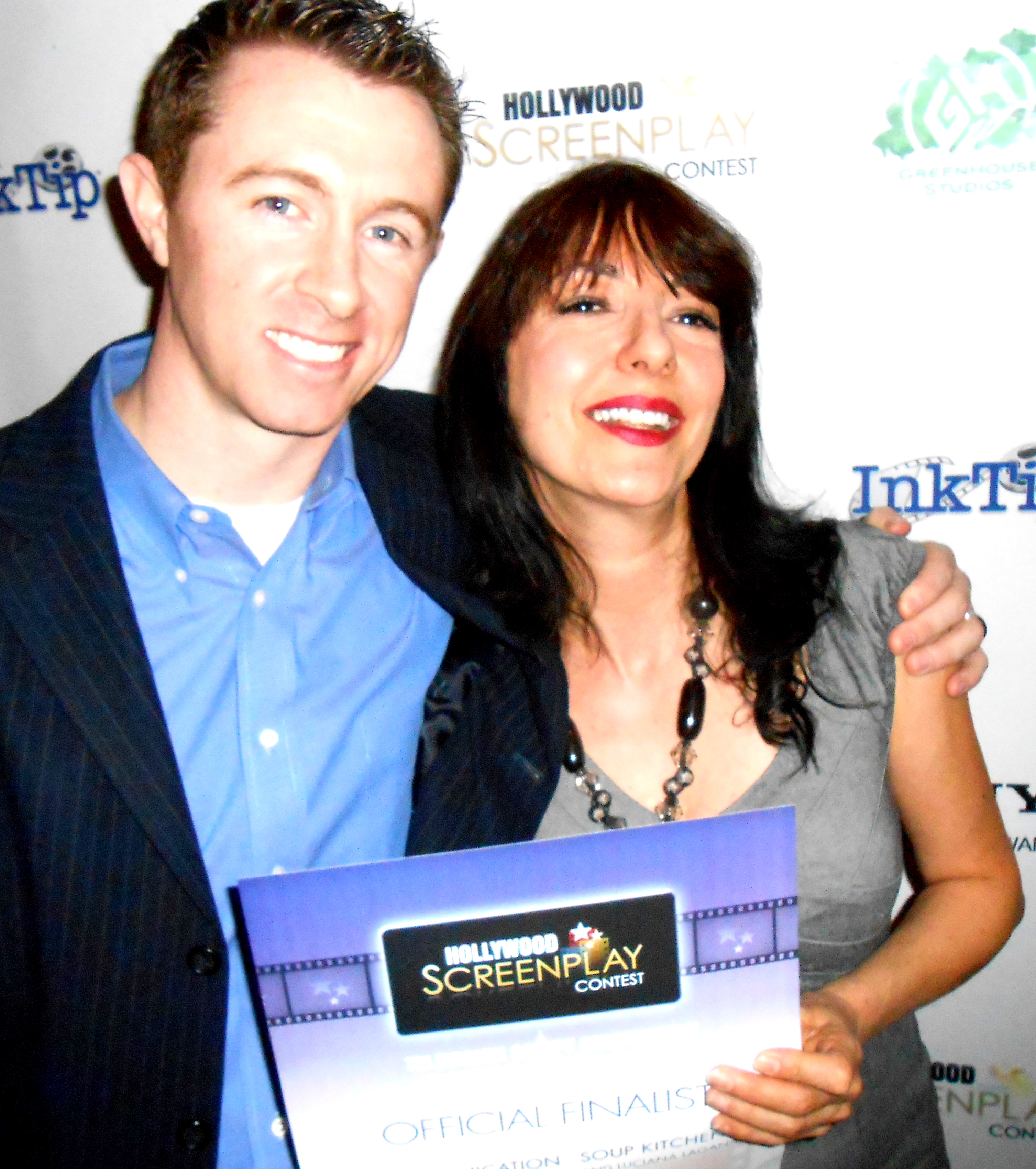 Luciana Lagana at The 2012 Los Angeles Screenplay Contest Award ceremony with host Nick Preston