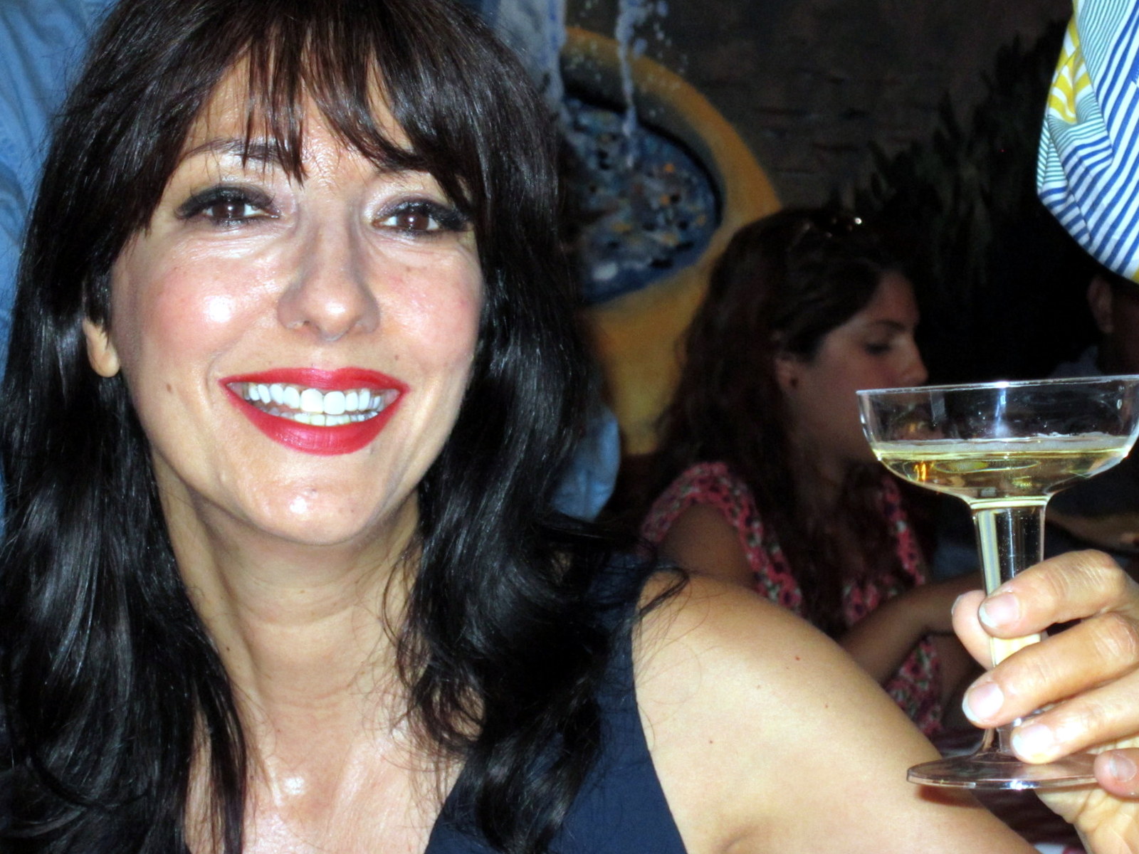 Luciana Lagana alcohol-free toasting the director at the Distant Location wrap party
