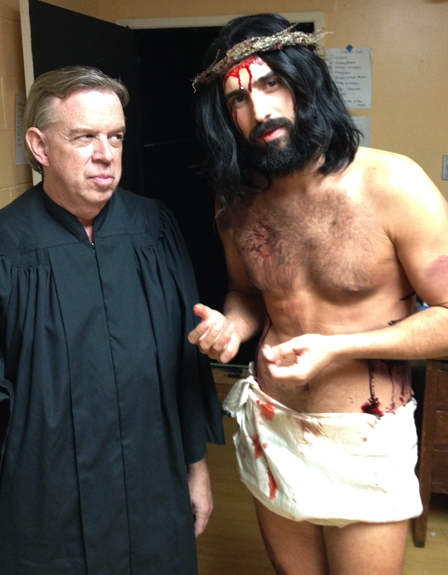 Jeff Vernon as the elder priest and Rey Goyos as Jesus...'3 Days'.