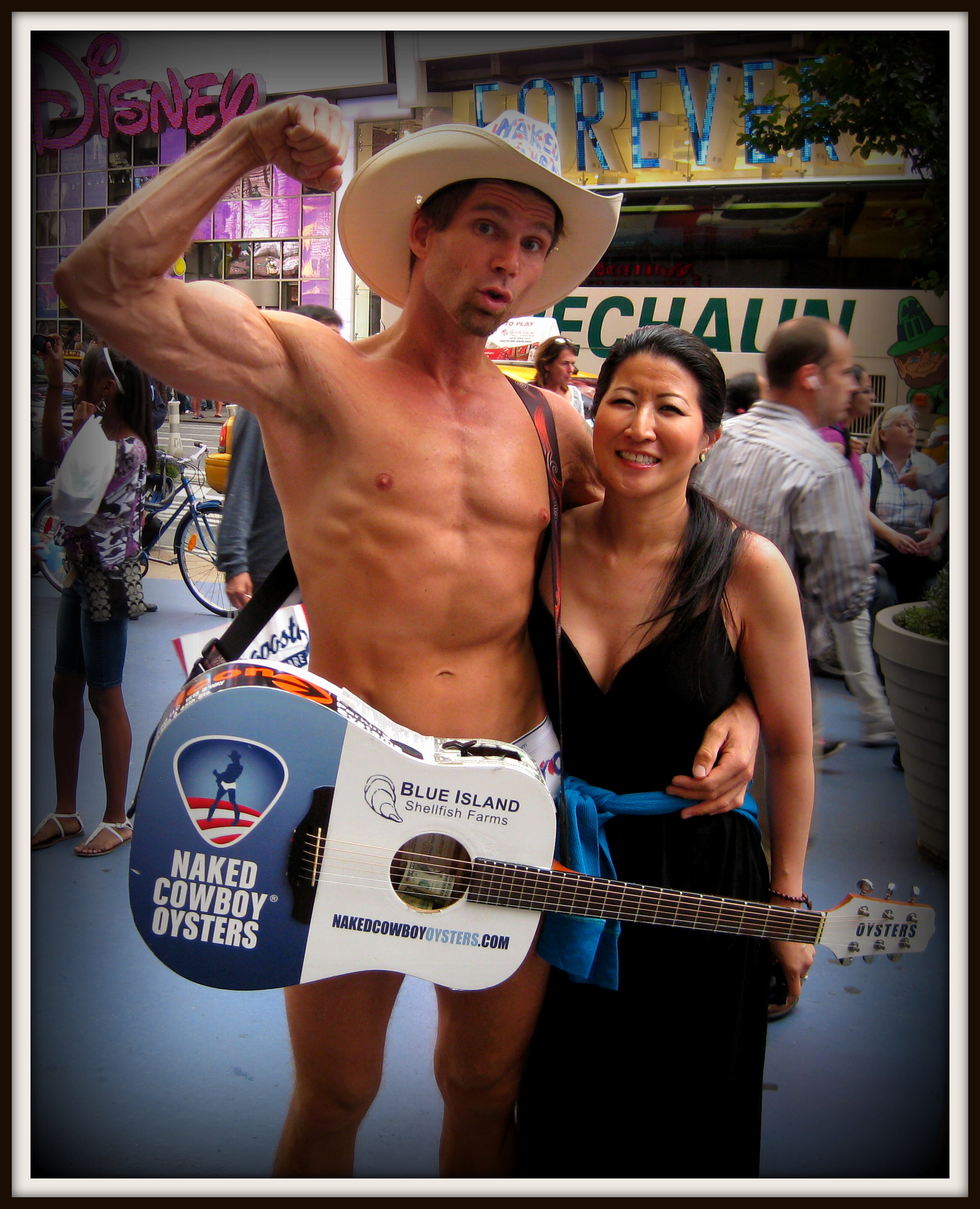 Lil Rhee with the Naked Cowboy in Times Square