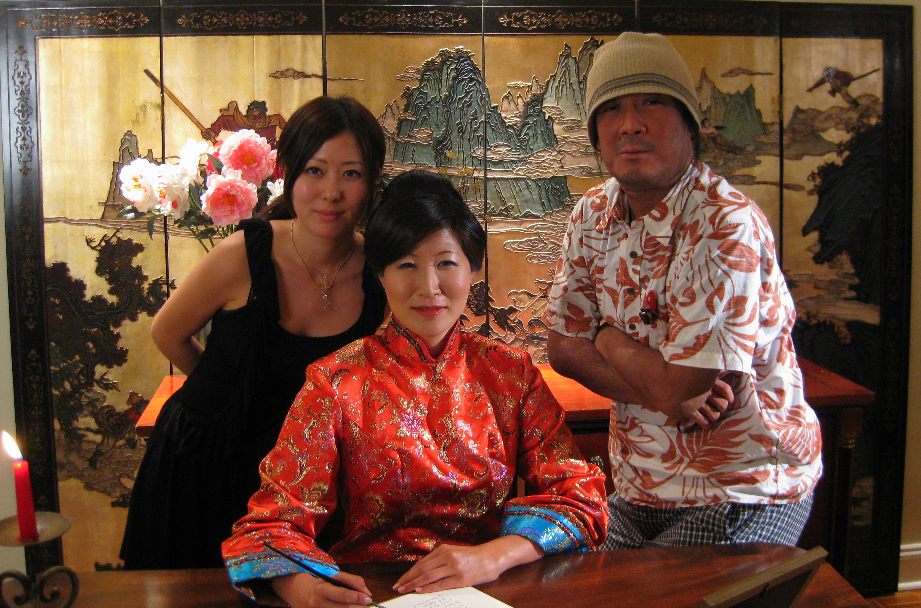 Producer at ZaZou Productions, Lil Rhee as Chinese Princess Der Ling and Director Kanichiro Ueno on the set of The History of Women in China, Nippon TV