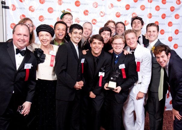 Timeline Theatre's History Boys cast at the 41st Joseph Jefferson Awards. Awarded for Best Production, Ensemble, Director, Actor in a Supporting Role, and Scenic Design.