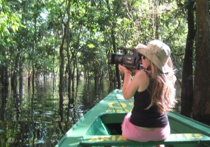 Darcyana Moreno Izel shooting in the Amazon.