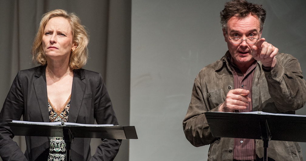 Sean Cullen and Laila Robins in a staged reading of Robert FOR NINA. For The American National Theatre, at New York's Theatre Row, 2012