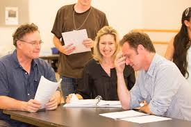Sean Cullen, Luba Mason and Malcolm Gets. In rehearsal for JULIAN PO, the musical.