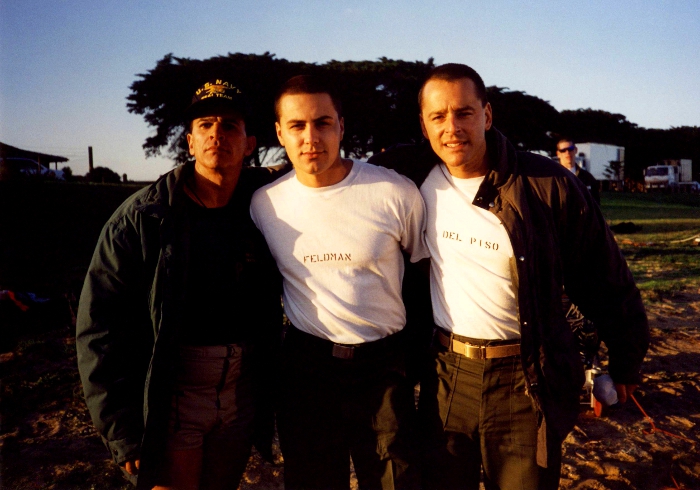 Tony Plana, Robert Plazek and Gil Bellows on location for Silver Strand. MGM