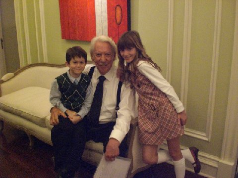 Andrew Astor with Donald Sutherland and Bella Thorne on the set of Dirty Sexy Money 2007