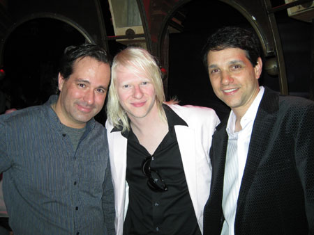 Louis Guerra, Chris Northrop and Ralph Macchio at America Ferrera's 25th Birthday Party in NYC.