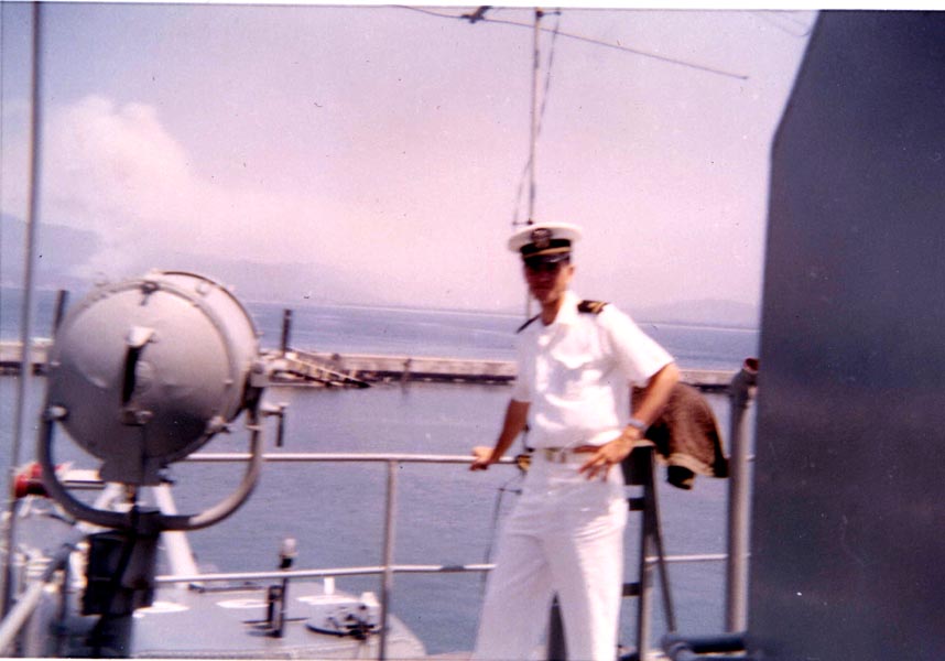 John J. Gobbell aboard destroyer USS Tingey (DD 539) while refueling in Mazatland, Mexico.