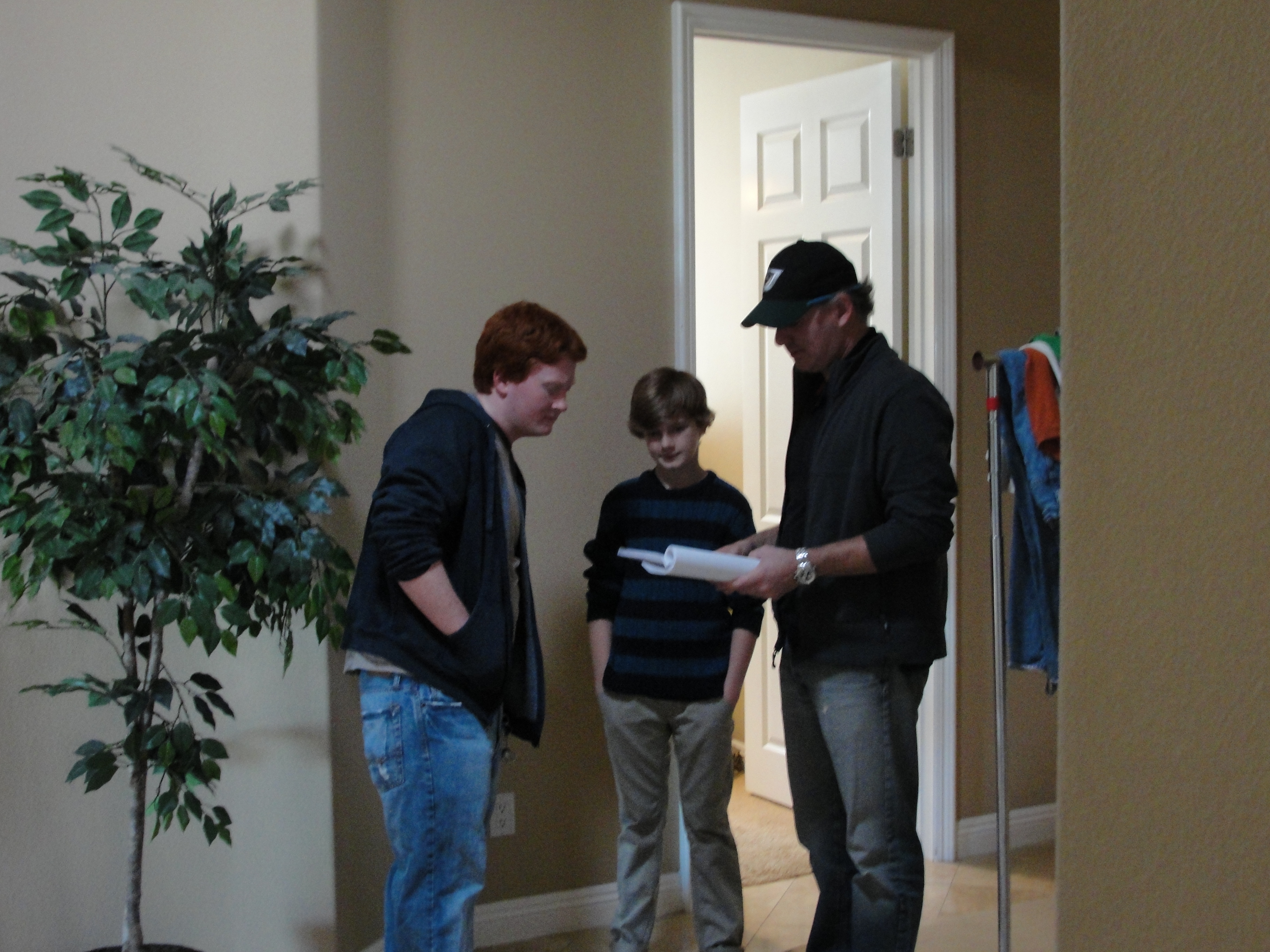 Kendall with Director Michael Feifer and Charlie Stewart in My Dog's Christmas Miracle