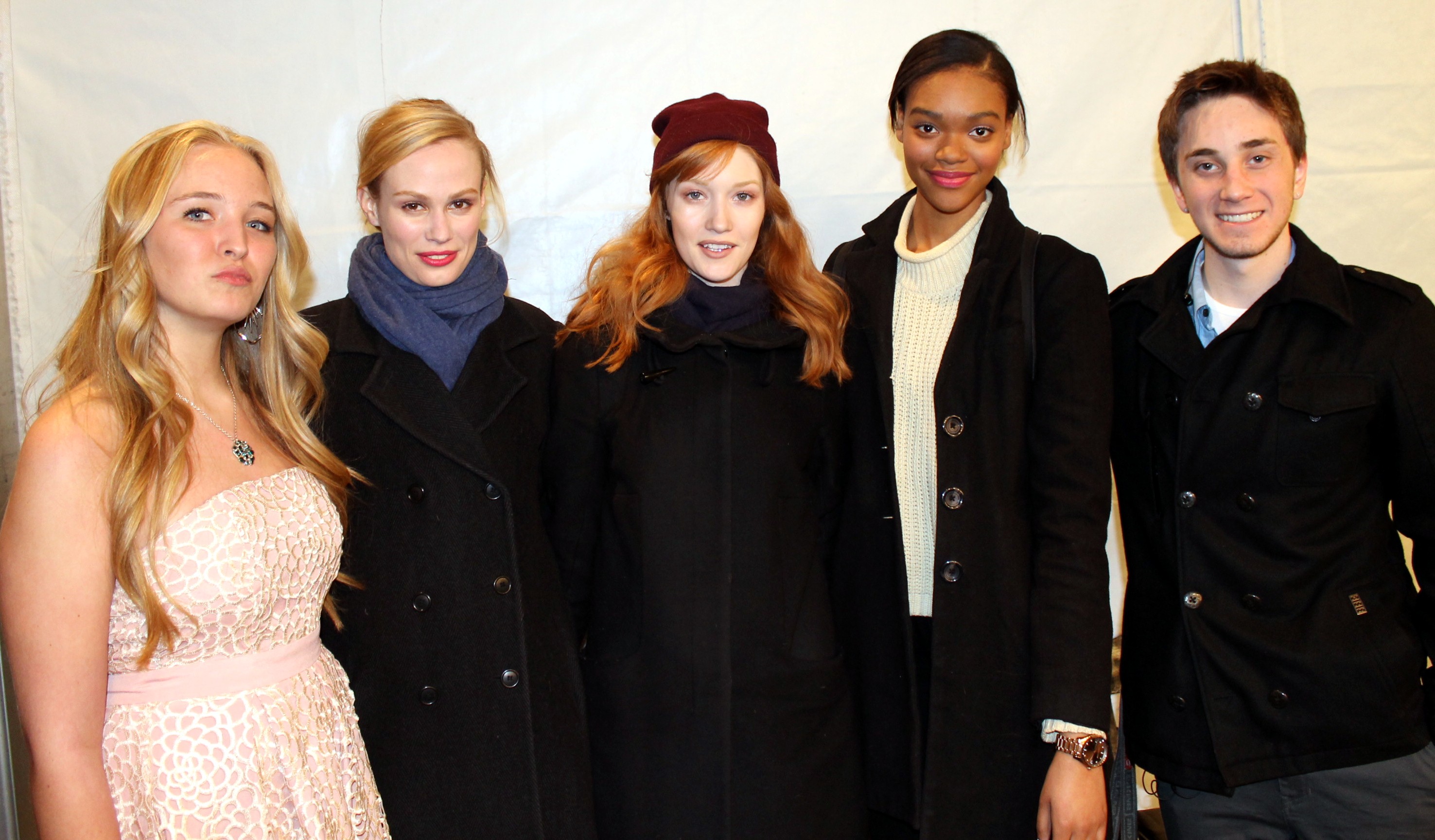 Austin Macdonald with Models backstage after David Dixon show winter collection 2014 Toronto fashion Week