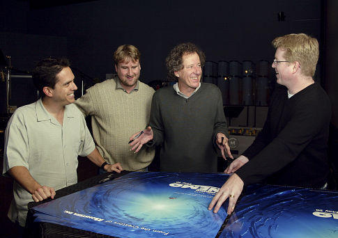 Geoffrey Rush, Andrew Stanton, Lee Unkrich and Graham Walters in Zuviukas Nemo (2003)