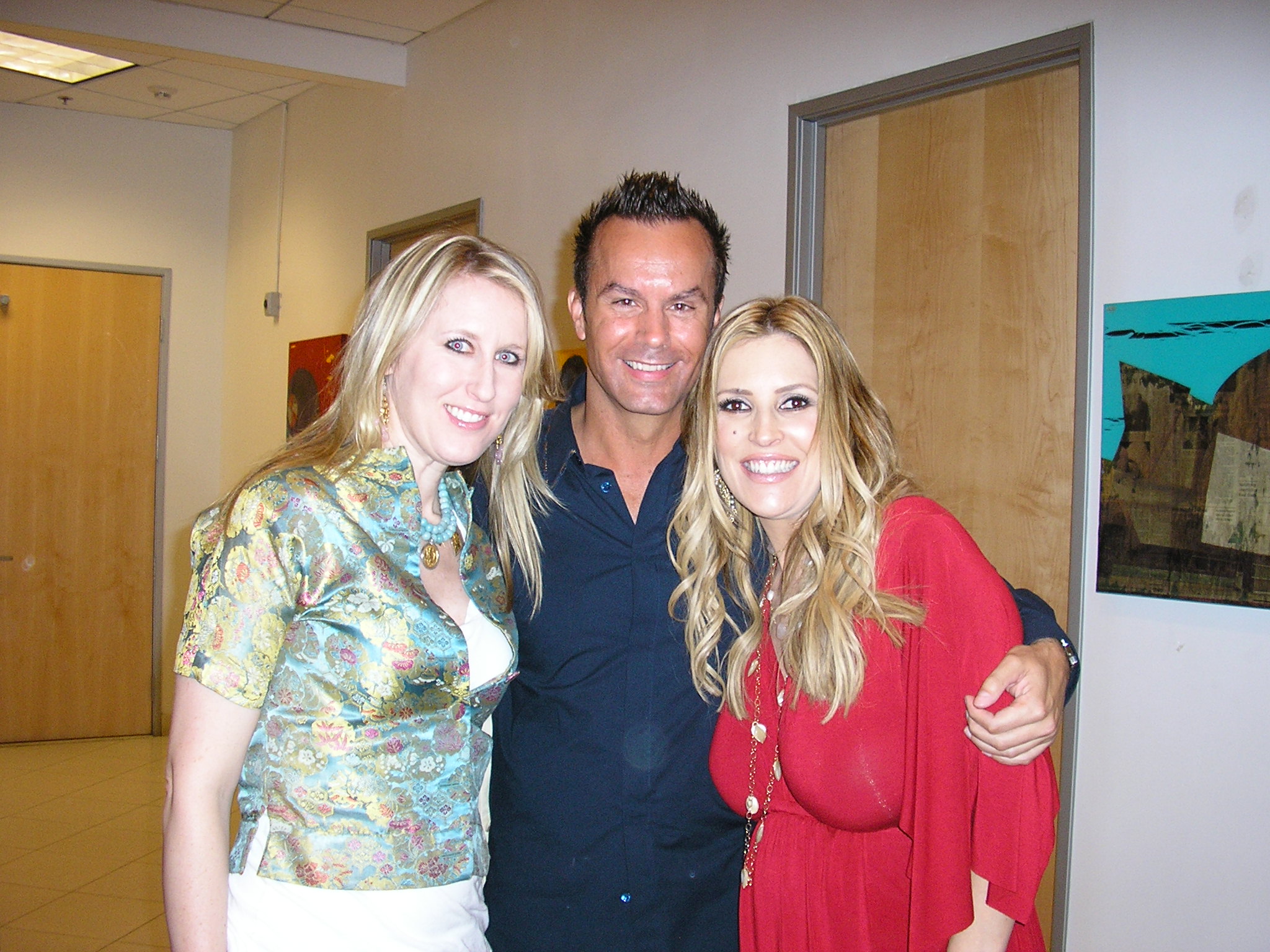 Mark Lund with Jillian Barberie and Liz Roman at the premiere of First World in Los Angeles.