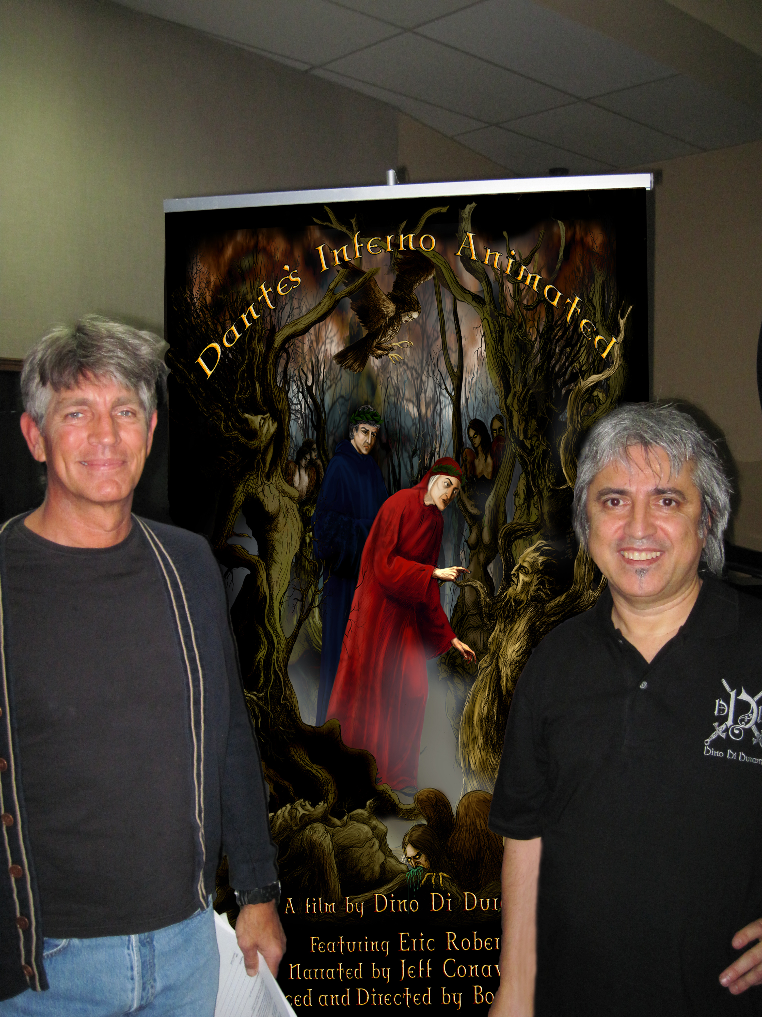 Boris Acosta and Eric Roberts during audio recording session of Dante's Inferno in April 2010.