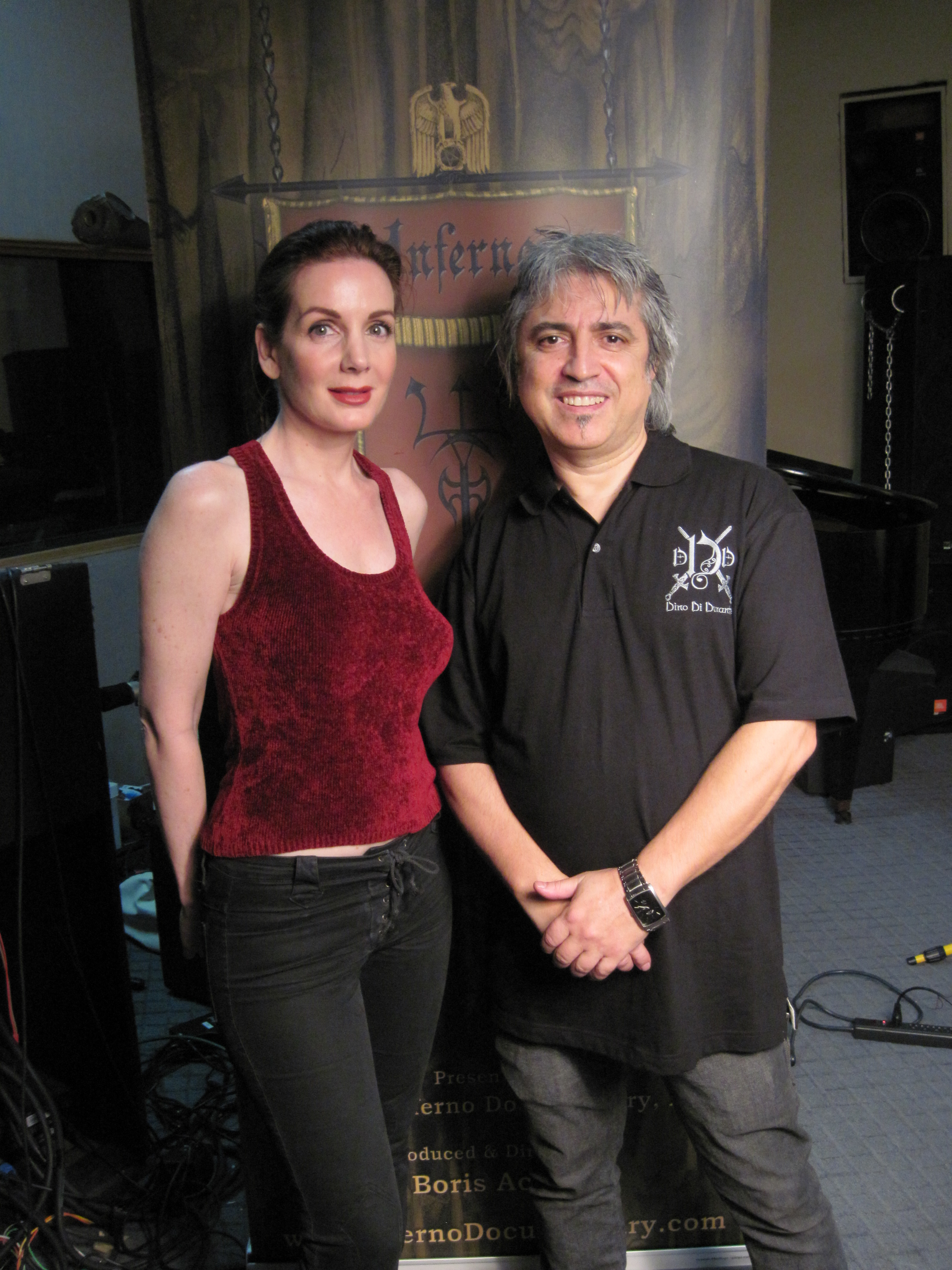 Helene Cardona and Boris Acosta during sessions of Dante's Hell Animated, Dante's Hell Documented and Dante's Purgatorio Documented