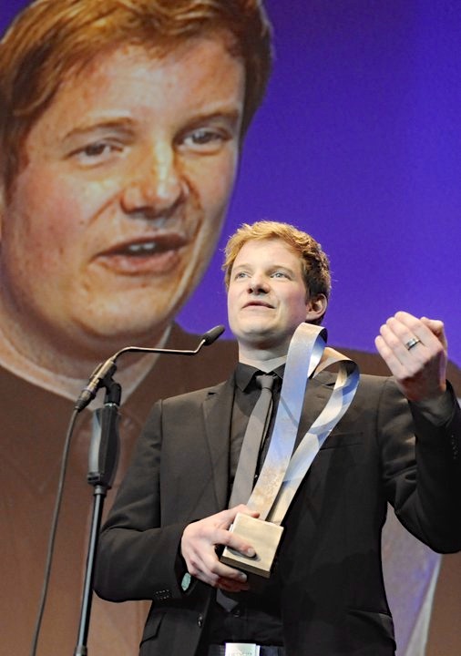 Martin Busker at film award Max-Ophüls-Preis with the award for best film of middle length.