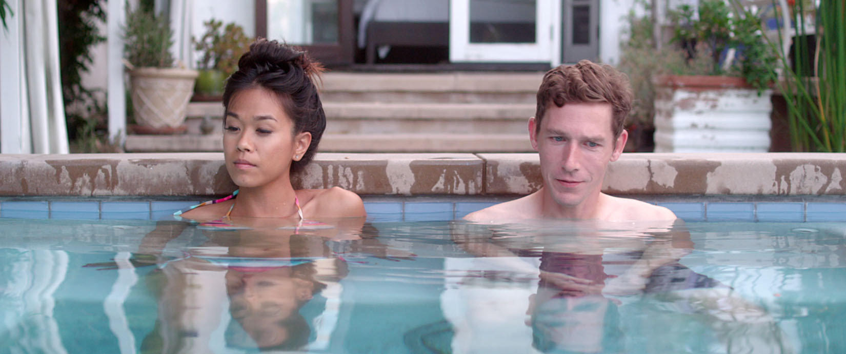 (L-R) Actors Jen Oda and Stephen Twardokus star in writer/director Brian To's 