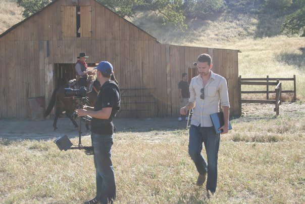 Evan Matthews and Matthew Wardenaar on the set of August's Claim