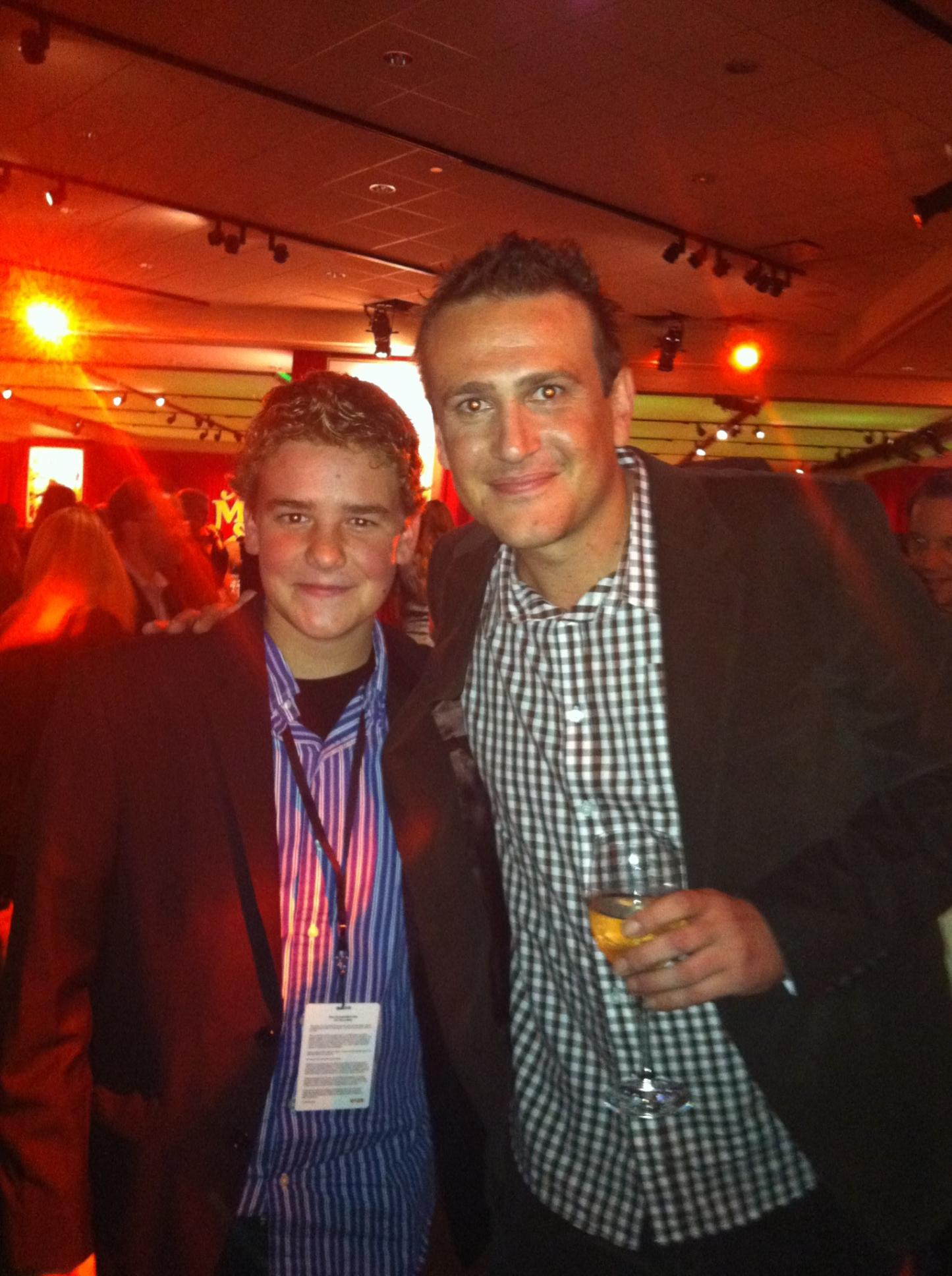 Justin at the Muppet premier with Jason Segel