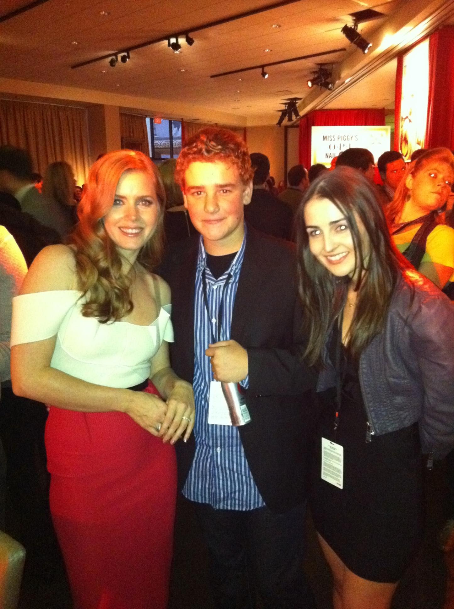 Justin with Amy Adams at the Muppet premier