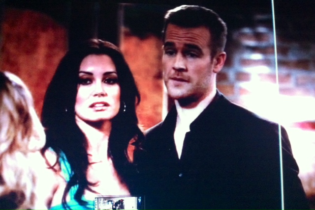 still of Amiée Conn and James Van der Beek in Don't Trust the B--- in Apartment 23, epsiode 2.9 - The Scarlet Neighbor, ABC studios