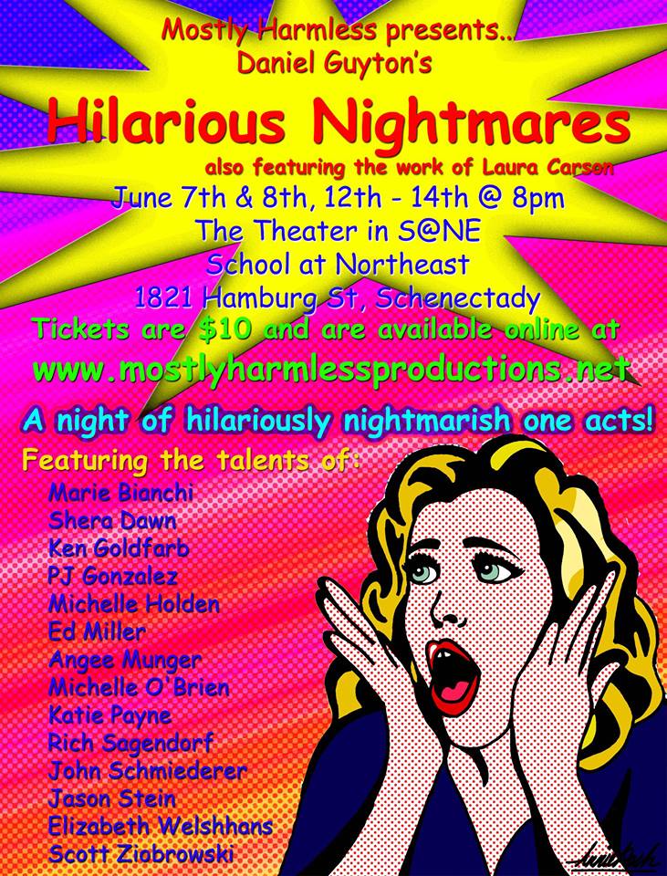 Poster for Hilarious Nightmares, featuring 9 plays by Daniel Guyton