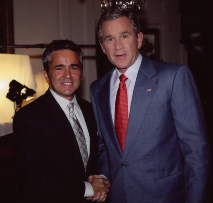 Emil Gallina, interviewing PRes. George W. Bush. The White House, 2005.