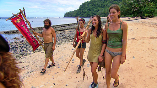 Still of Jerri Manthey, Rupert Boneham, Candice Woodcock and Parvati Shallow in Survivor (2000)