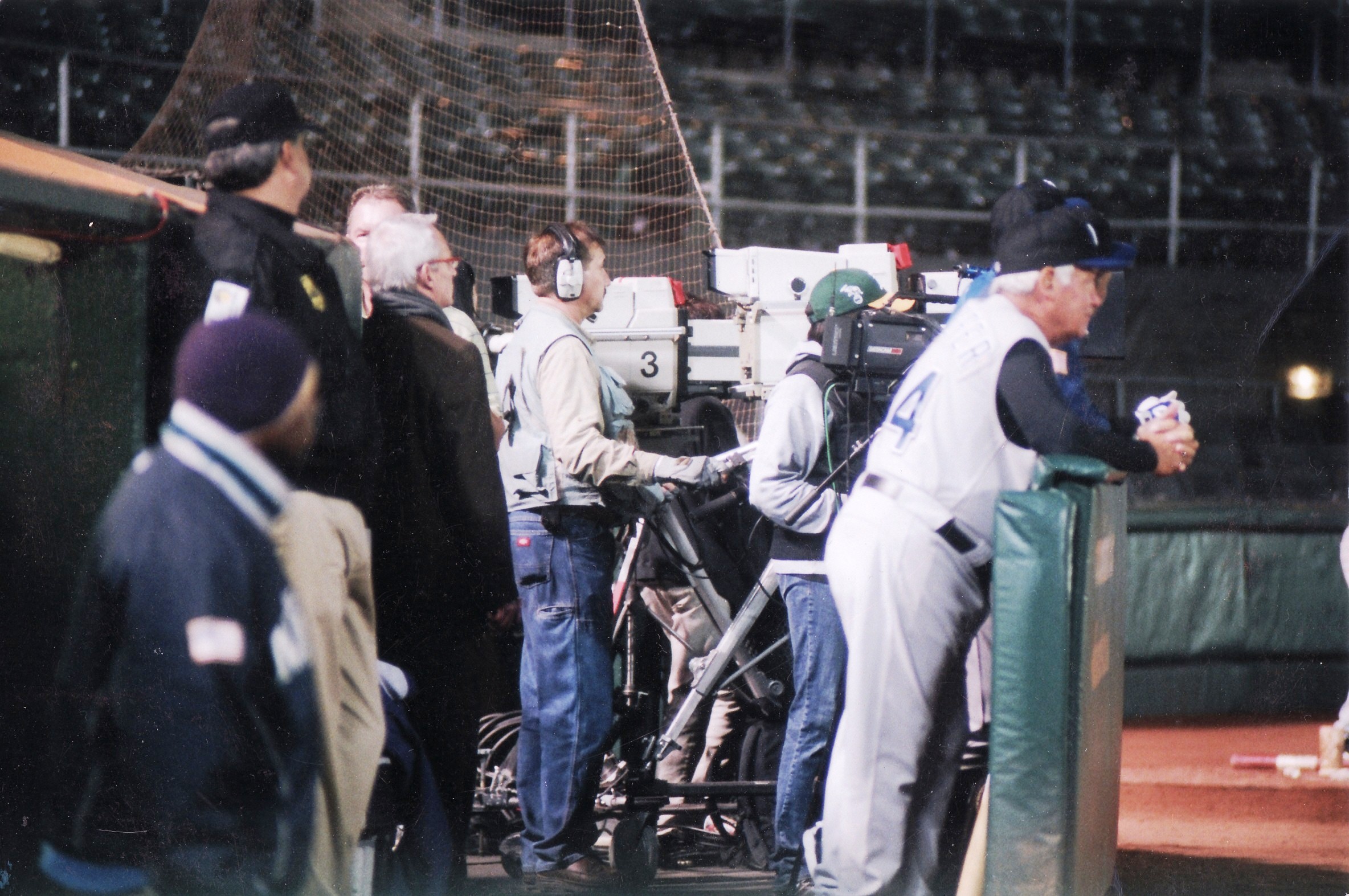 Candid shot of Alexander operating the Oakland A's Sony Stadium HDTV Camera on the set of Moneyball. 