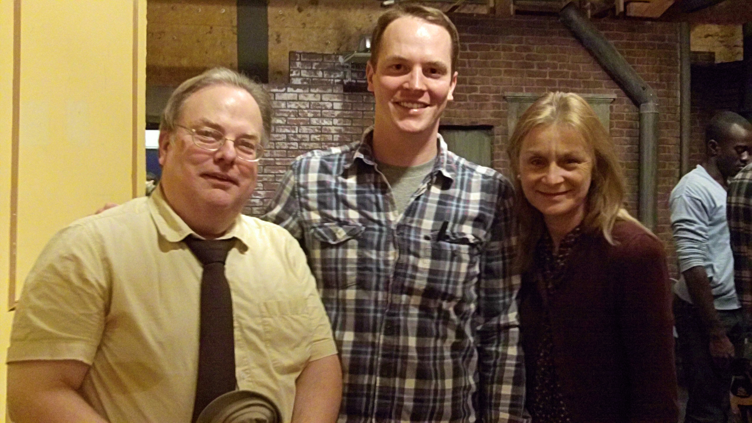 Kim Dildine with Simon Savelyev and Willow Hale on the set of The Piano Teacher.