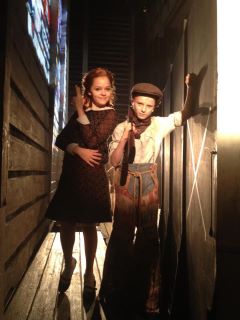 Talon Ackerman as Young Clyde Barrow in the Broadway Production of Bonnie & Clyde (With Kelsey Fowler as Young Bonnie)