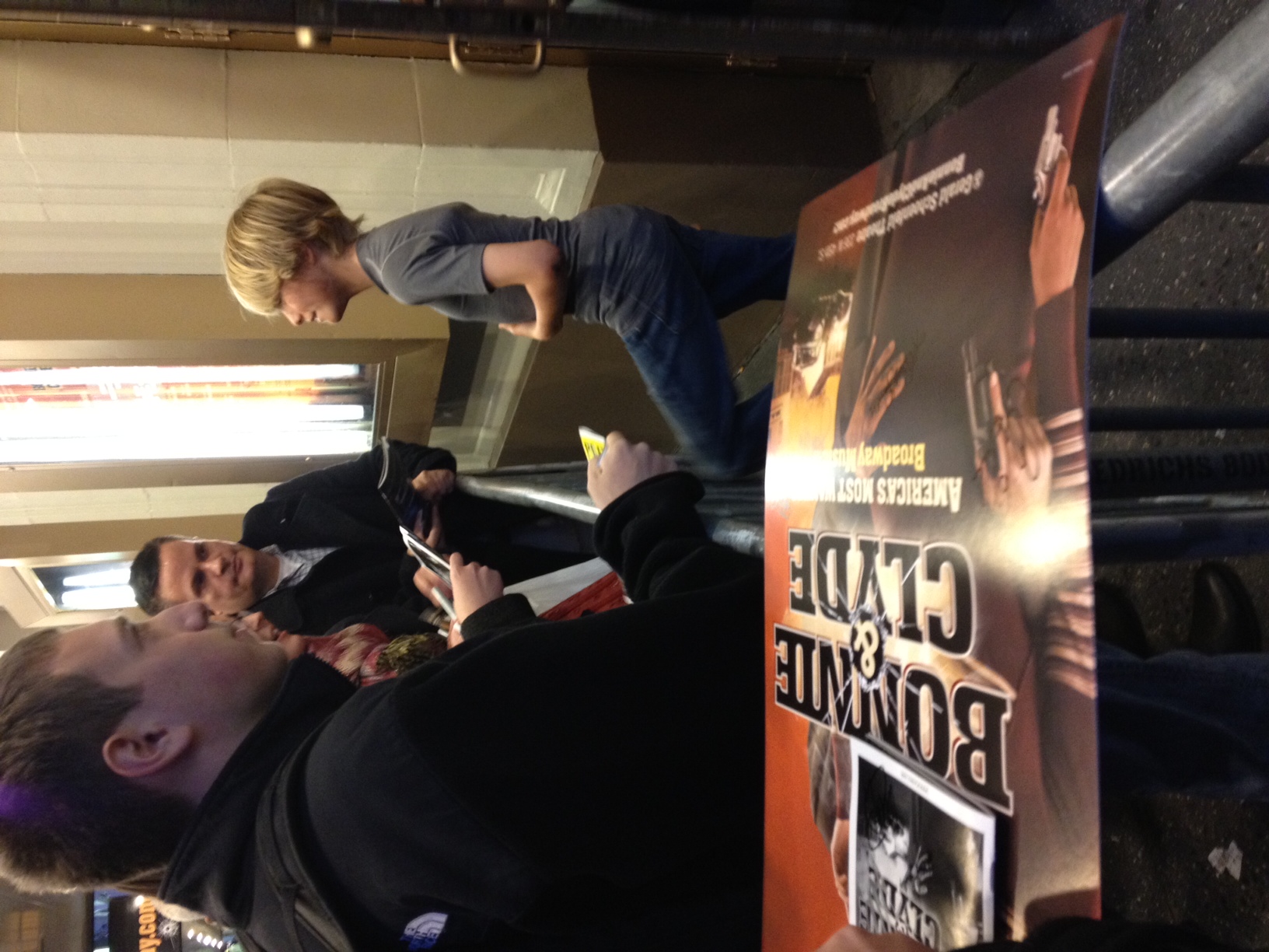 Talon Ackerman Signing Autographs at the Stage Door for the Broadway Production of Bonnie & Clyde