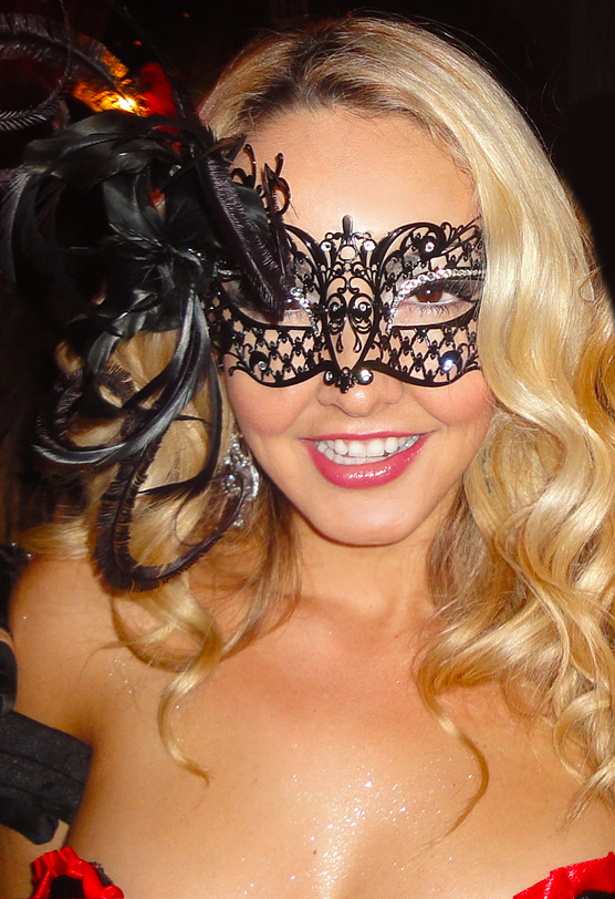 Recording Artist and Actress Aria Johnson at The Playboy Mansion Masquerade Ball. 2012