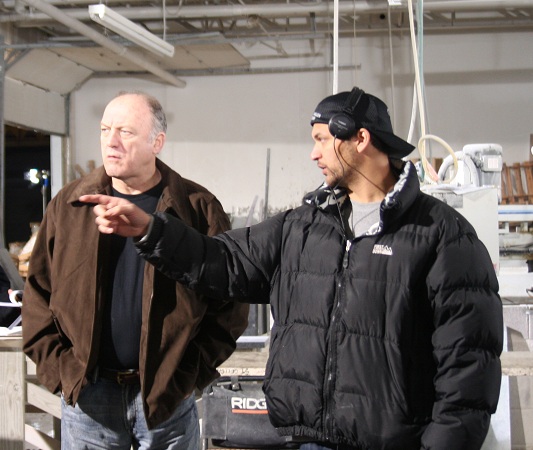 Director Pieter Gaspersz and Actor John Doman work on set.
